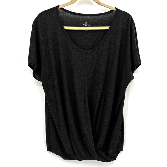 106. Tangerine Womens XXL Black Twist Front Top Casual Short Sleeve Versatile - Picture 1 of 11